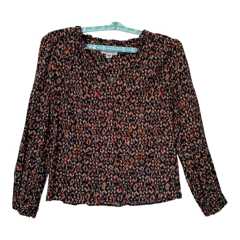 Velvet by Graham & Spencer Top XS Ruffled Multi-Color Long Sleeve Peasant Shirt